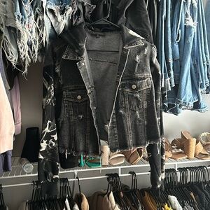 Cropped black, jean jacket